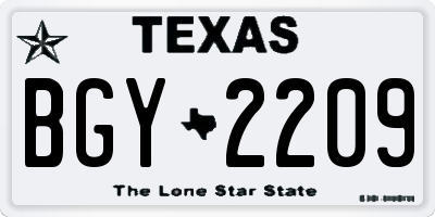 TX license plate BGY2209