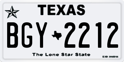 TX license plate BGY2212