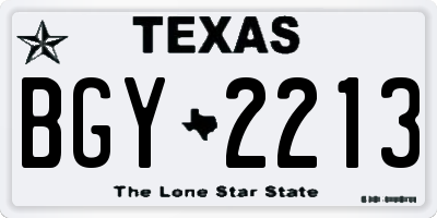 TX license plate BGY2213