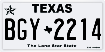 TX license plate BGY2214