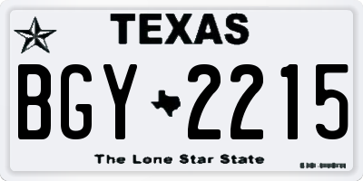 TX license plate BGY2215
