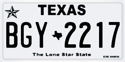 TX license plate BGY2217