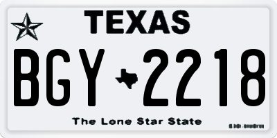 TX license plate BGY2218
