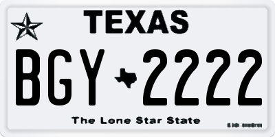 TX license plate BGY2222
