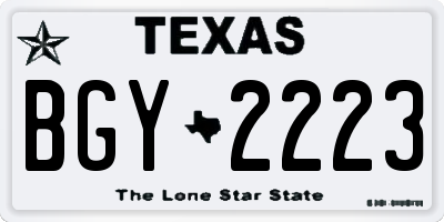 TX license plate BGY2223