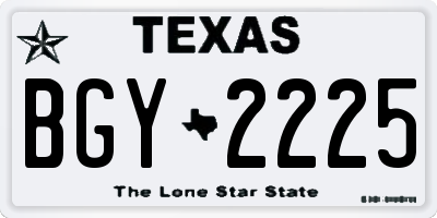 TX license plate BGY2225