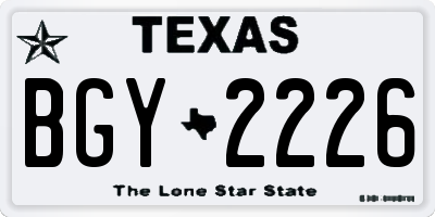TX license plate BGY2226
