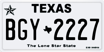 TX license plate BGY2227