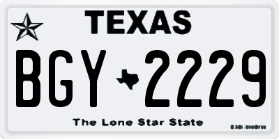 TX license plate BGY2229
