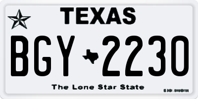 TX license plate BGY2230