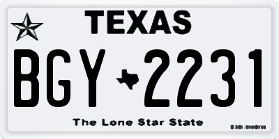 TX license plate BGY2231