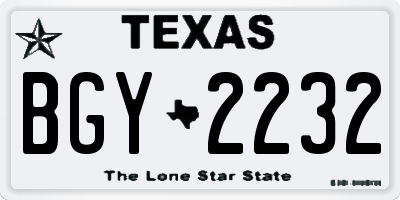 TX license plate BGY2232