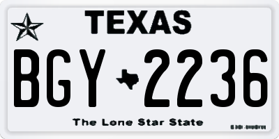 TX license plate BGY2236