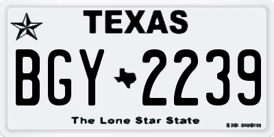 TX license plate BGY2239
