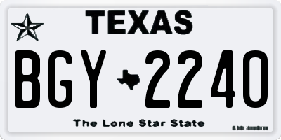 TX license plate BGY2240