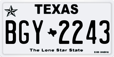 TX license plate BGY2243