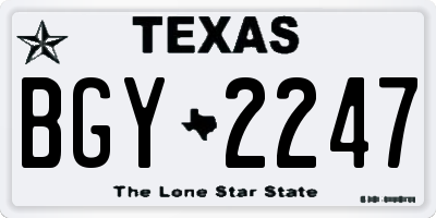 TX license plate BGY2247
