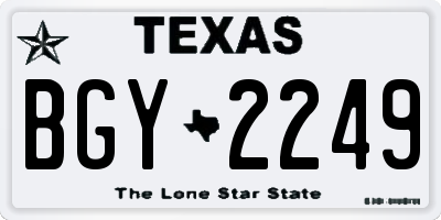 TX license plate BGY2249
