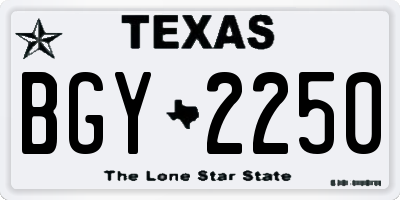 TX license plate BGY2250