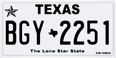 TX license plate BGY2251