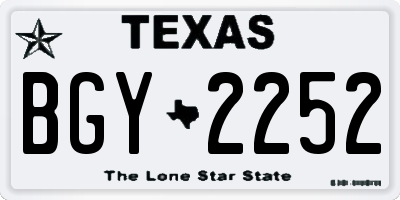 TX license plate BGY2252