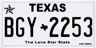 TX license plate BGY2253