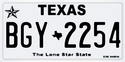 TX license plate BGY2254