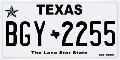 TX license plate BGY2255