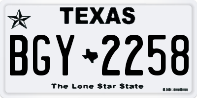 TX license plate BGY2258