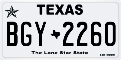 TX license plate BGY2260