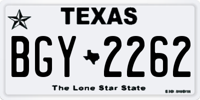 TX license plate BGY2262