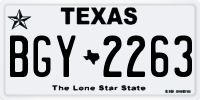 TX license plate BGY2263
