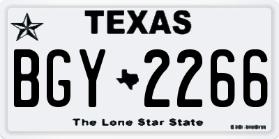 TX license plate BGY2266