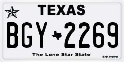 TX license plate BGY2269