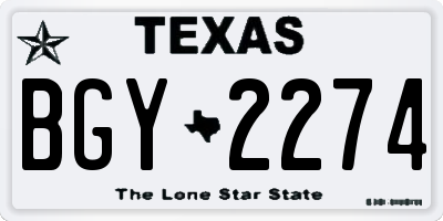 TX license plate BGY2274