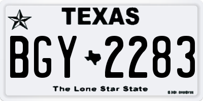 TX license plate BGY2283