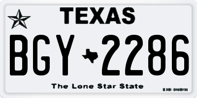 TX license plate BGY2286