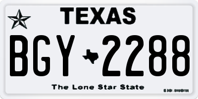 TX license plate BGY2288