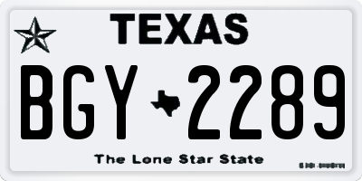 TX license plate BGY2289
