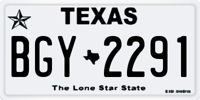 TX license plate BGY2291