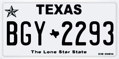 TX license plate BGY2293