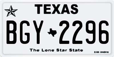 TX license plate BGY2296