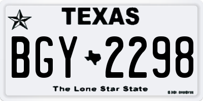 TX license plate BGY2298