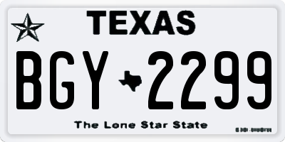 TX license plate BGY2299