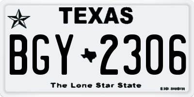 TX license plate BGY2306