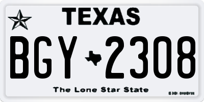 TX license plate BGY2308