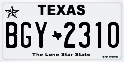 TX license plate BGY2310