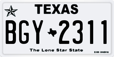 TX license plate BGY2311