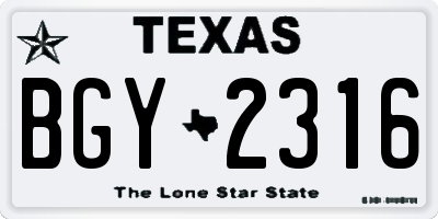 TX license plate BGY2316