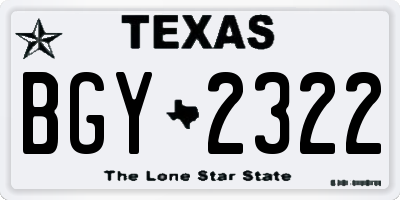 TX license plate BGY2322